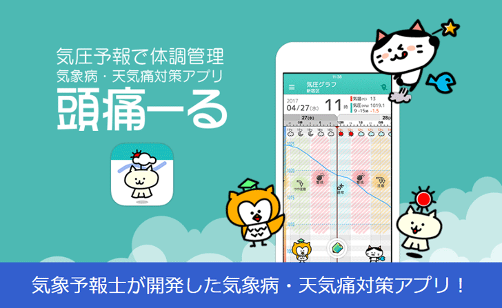 気象病・天気痛対策アプリ「頭痛ーる(ずつーる)」<
